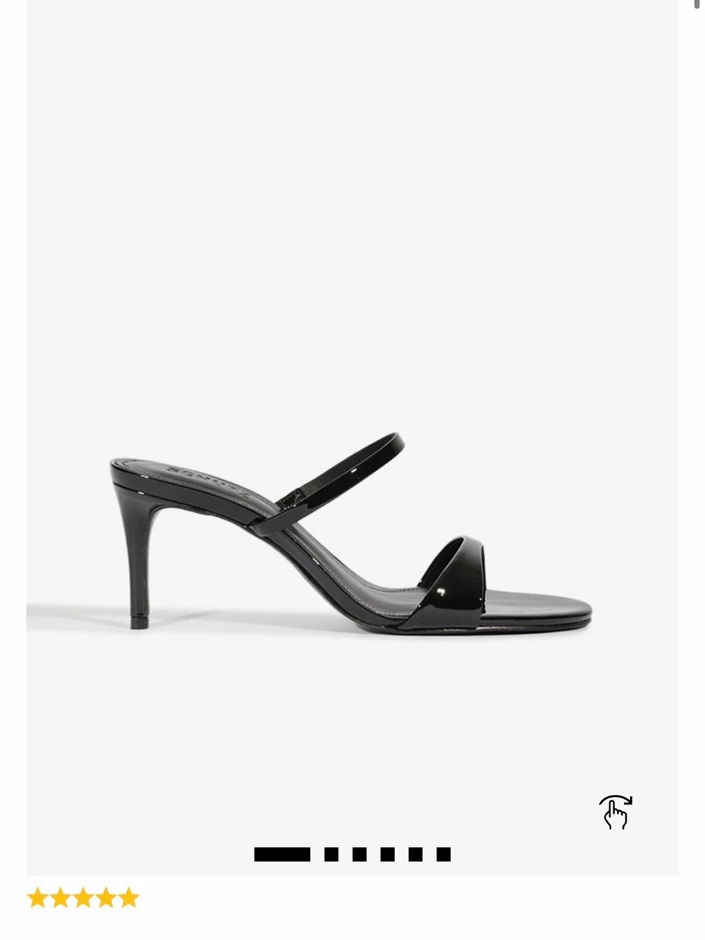 Schutz Jessica Black Patent Strappy Mid-Heel Sandals Mule Size 6